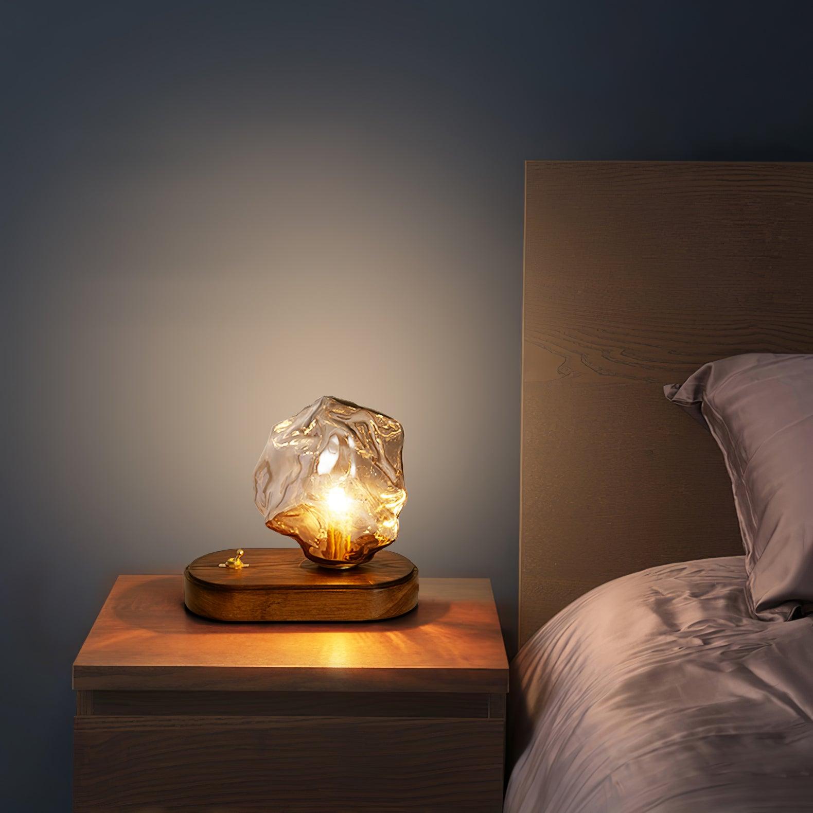 Modern Ice Stone Glass Bedroom Table Lamp - Lumpaz