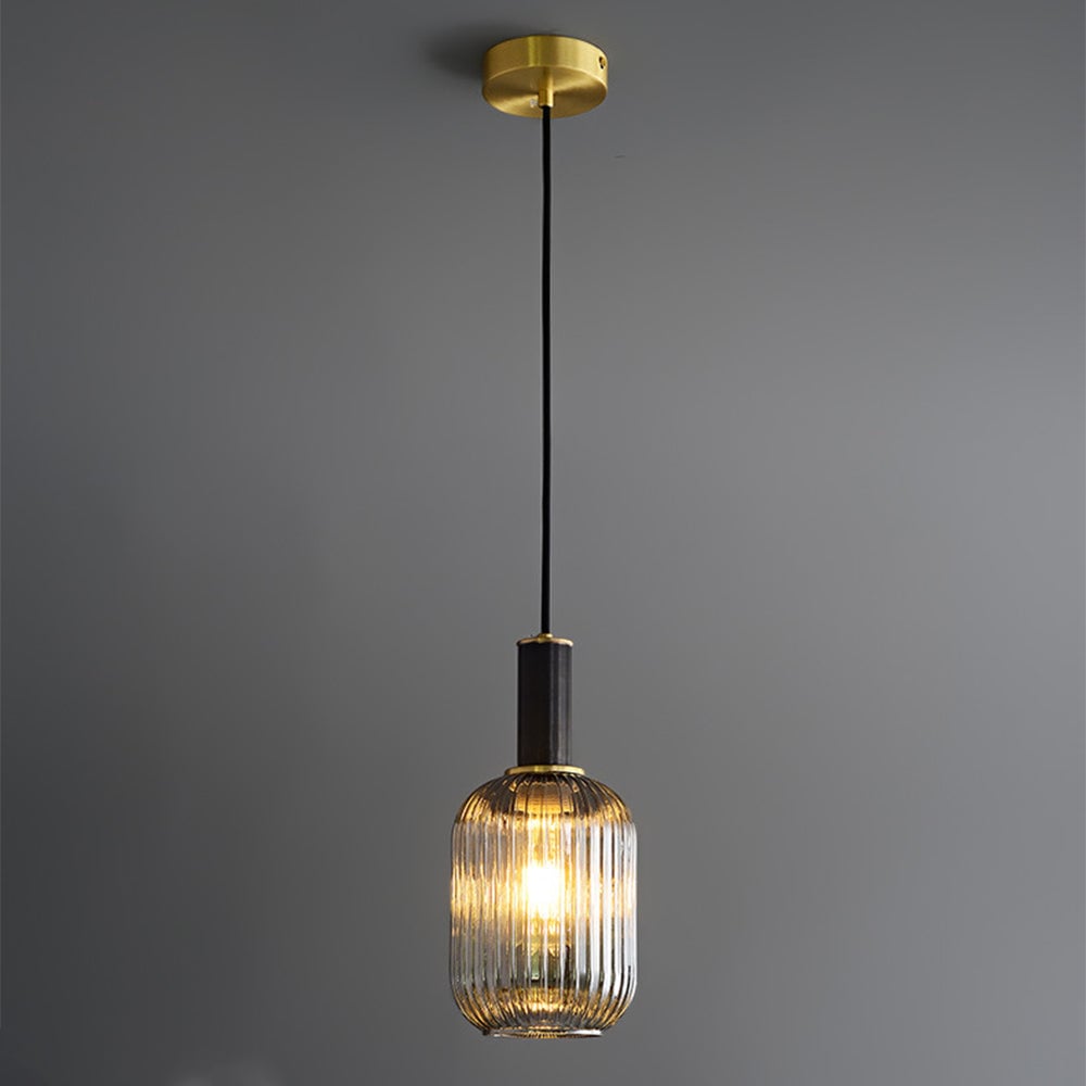 Modern Oval Ribbed Glass Pendant Light - Lumpaz