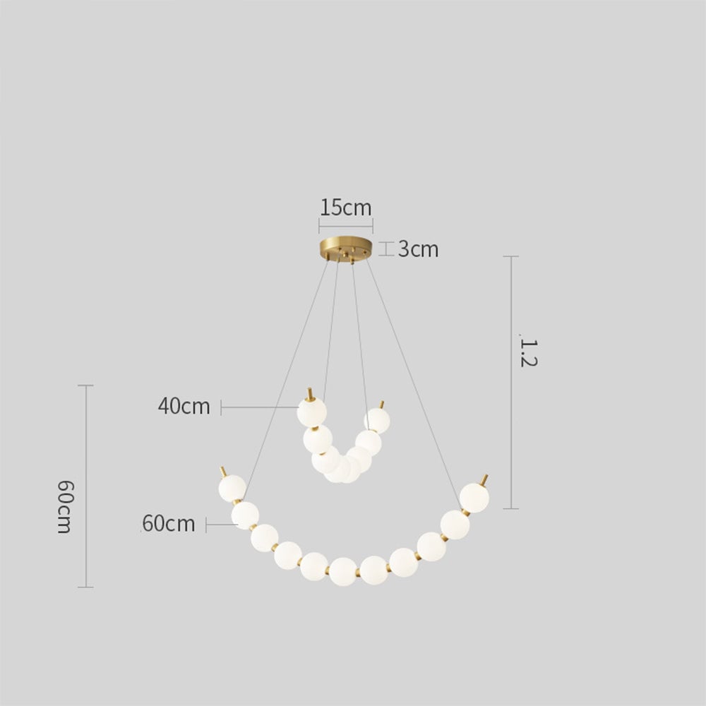 Unique Pearl Design White Ball LED Necklace Chandelier - Lumpaz