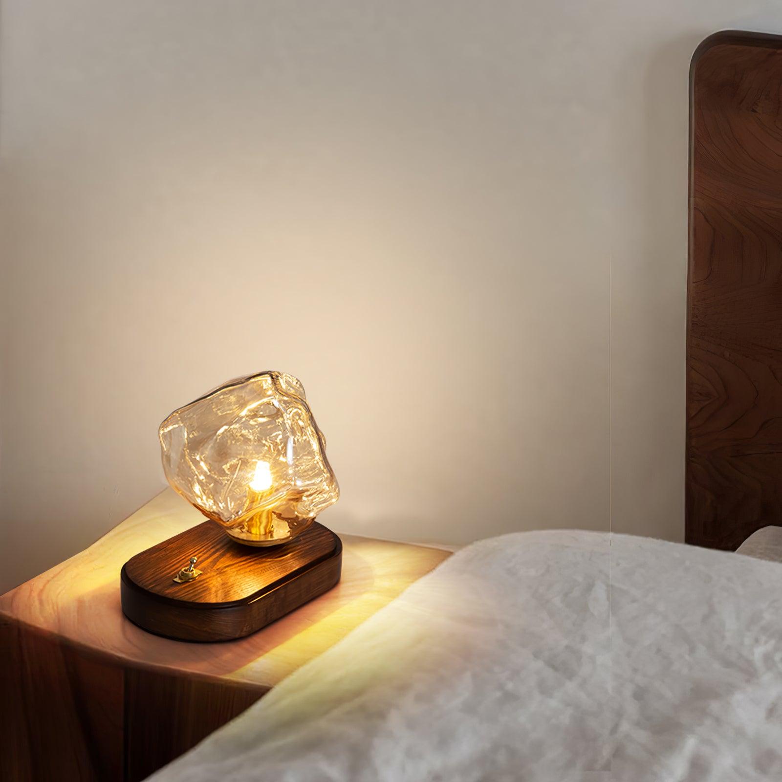 Modern Ice Stone Glass Bedroom Table Lamp - Lumpaz