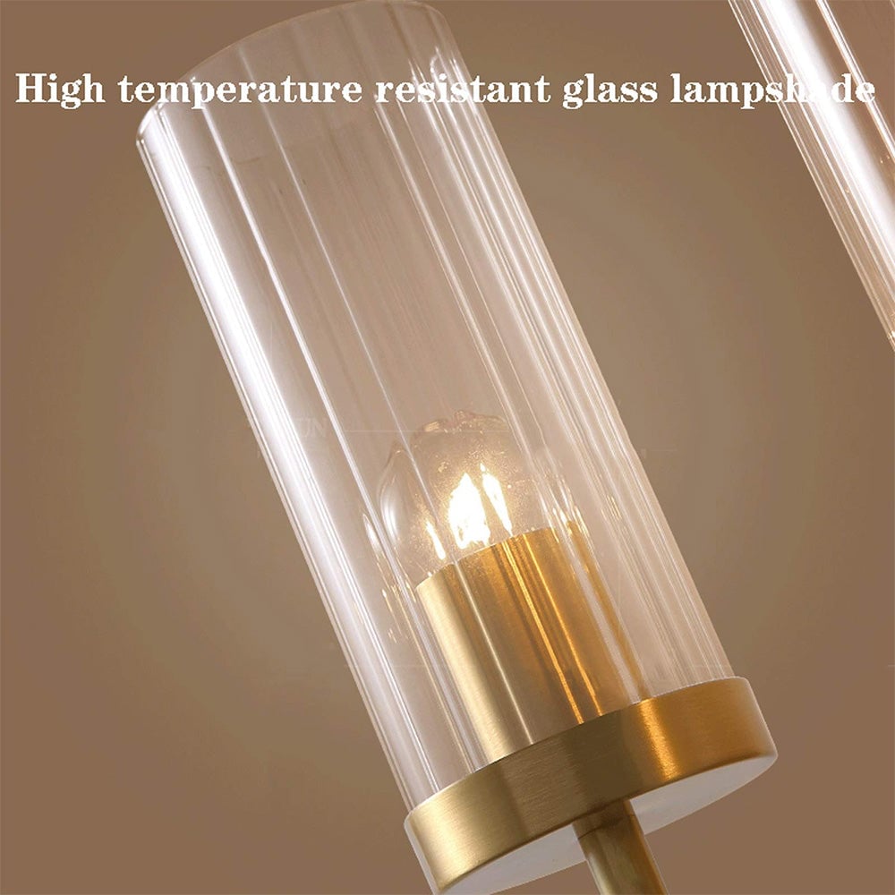 Modern Brass Sconce Ribbed Long Glass Wall Lights For Living Room - Lumpaz