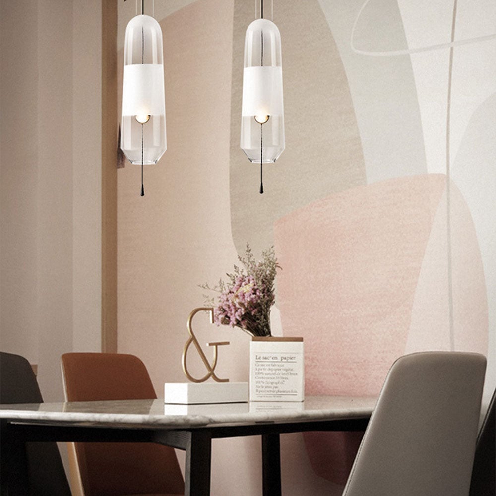 Designer Capsule Shaped Glass Pendant Lamp - Lumpaz