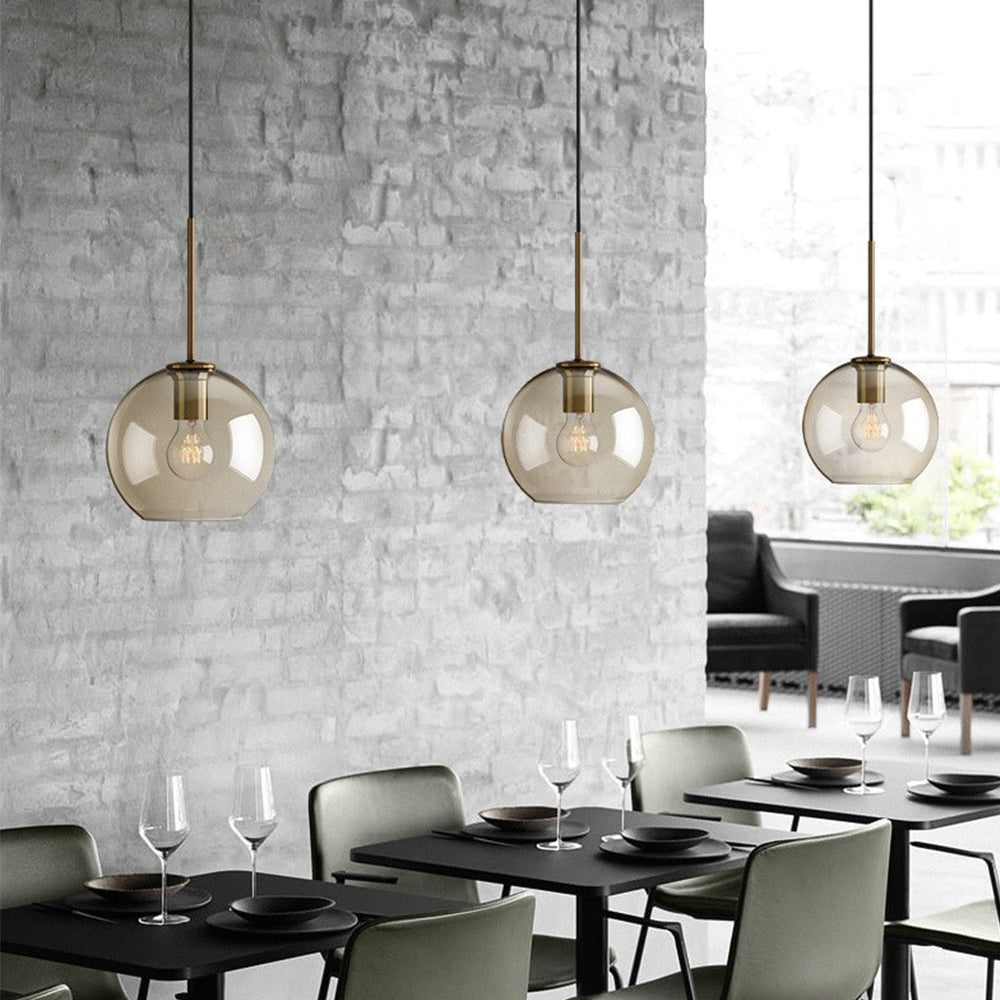 Industrial Amber Glass Pendant Light - Lumpaz