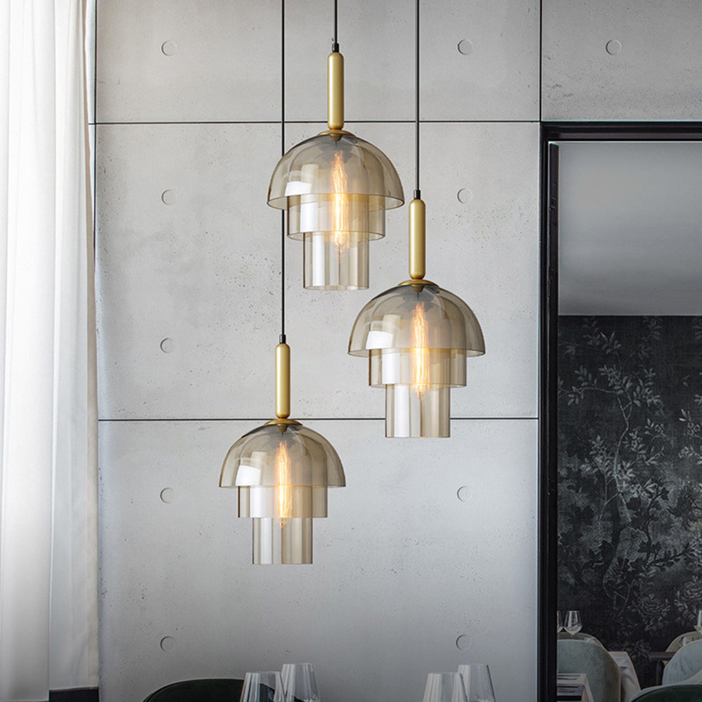 Modern Multi-Layer Glass Dome Hanging Light Fixture - Lumpaz