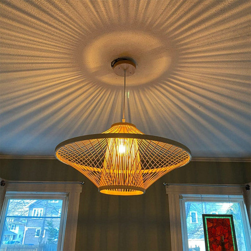 Short Handcrafted Woven Lantern Pendant Light For Living Room - Lumpaz
