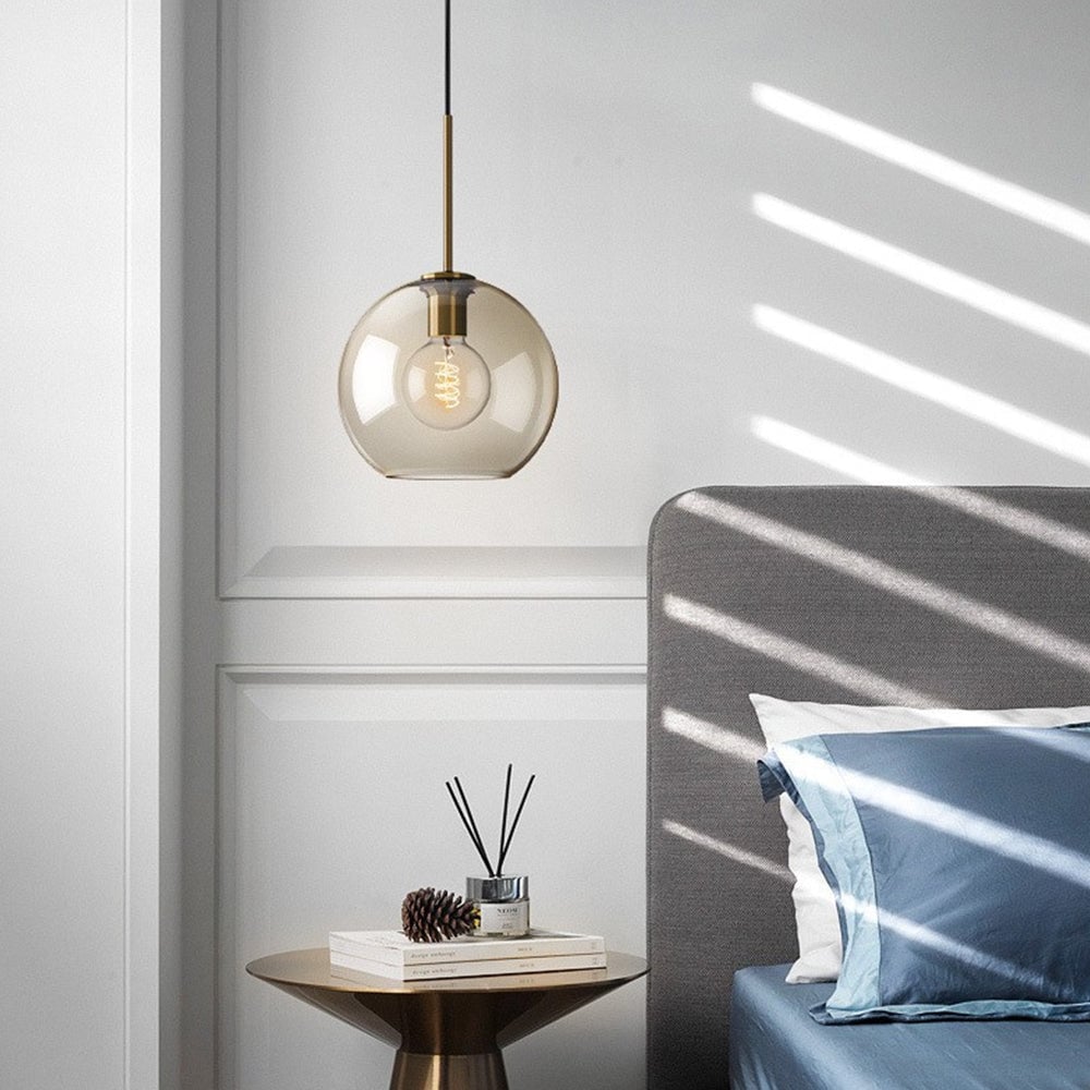 Industrial Amber Glass Pendant Light - Lumpaz