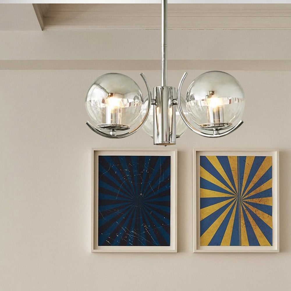 Modern Silver Glass Space Ball Chandelier - Lumpaz