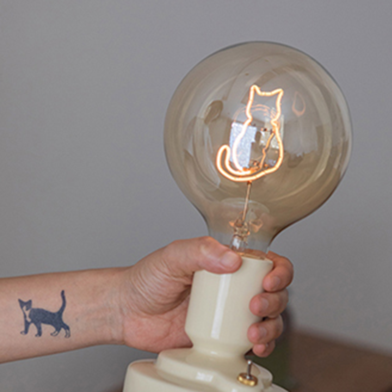 Cute Pink & White Cat Pattern Table Lamp - Lumpaz