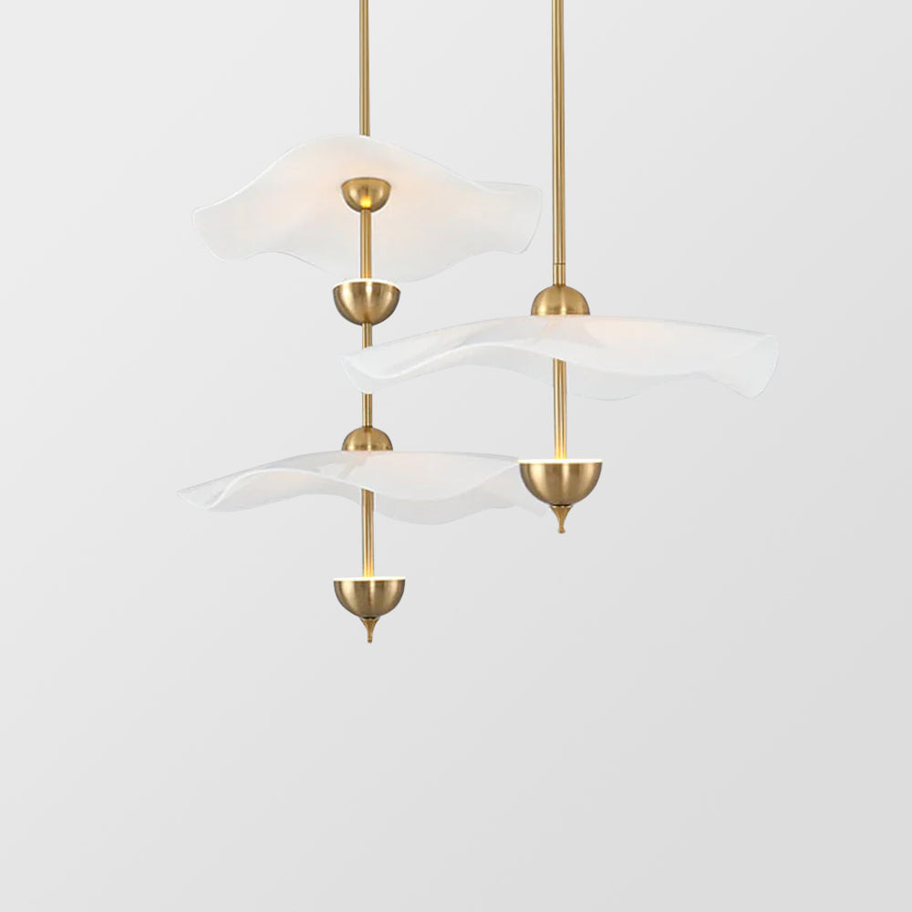 Art Deco Gold Metal Lotus Led Light Fixtures Chandeliers - Lumpaz
