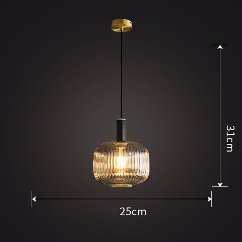 Modern Oval Ribbed Glass Pendant Light - Lumpaz