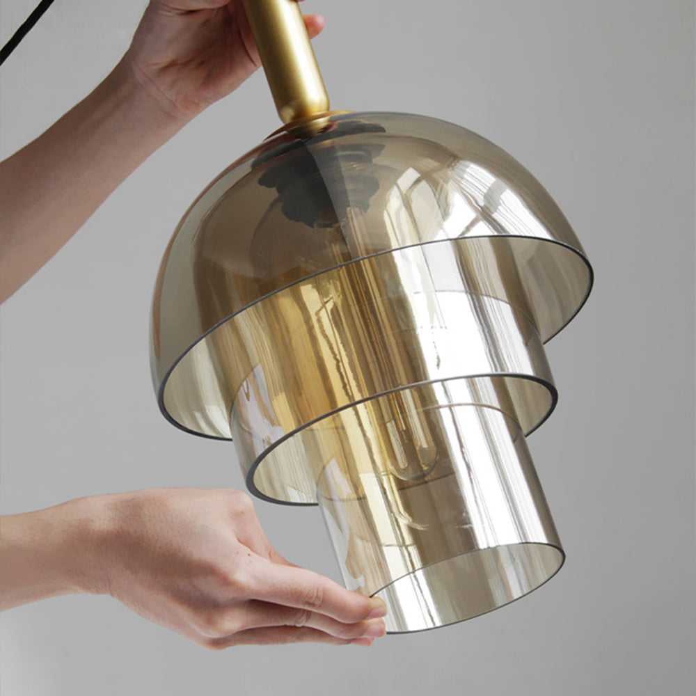 Modern Multi-Layer Glass Dome Hanging Light Fixture - Lumpaz