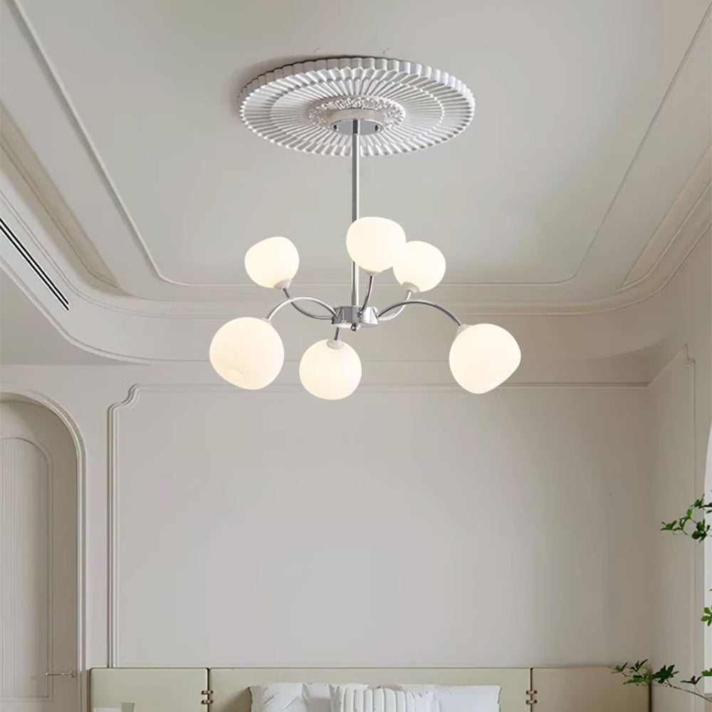 White Glass Globe Sputnik Shape Chandelier - Lumpaz