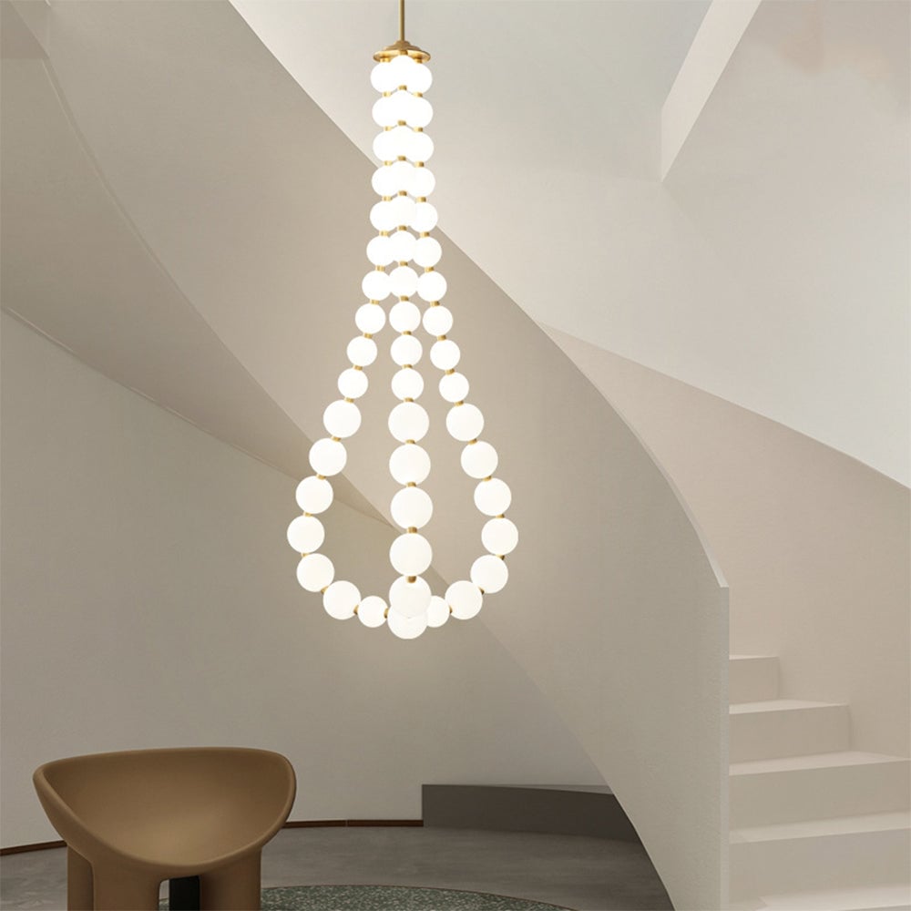 Art Deco White Bubble LED Chandelier For Staircase - Lumpaz