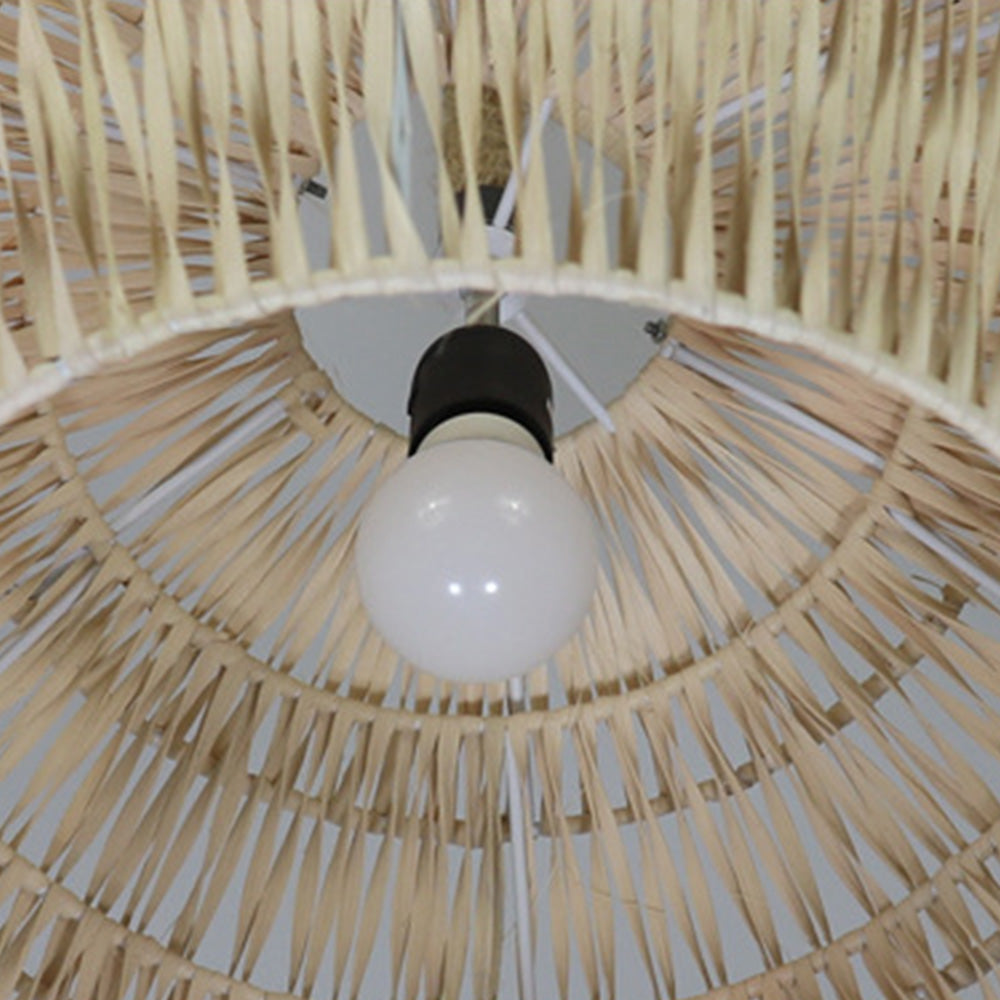 Retro Rattan Basket Pendant Light For Living Room - Lumpaz