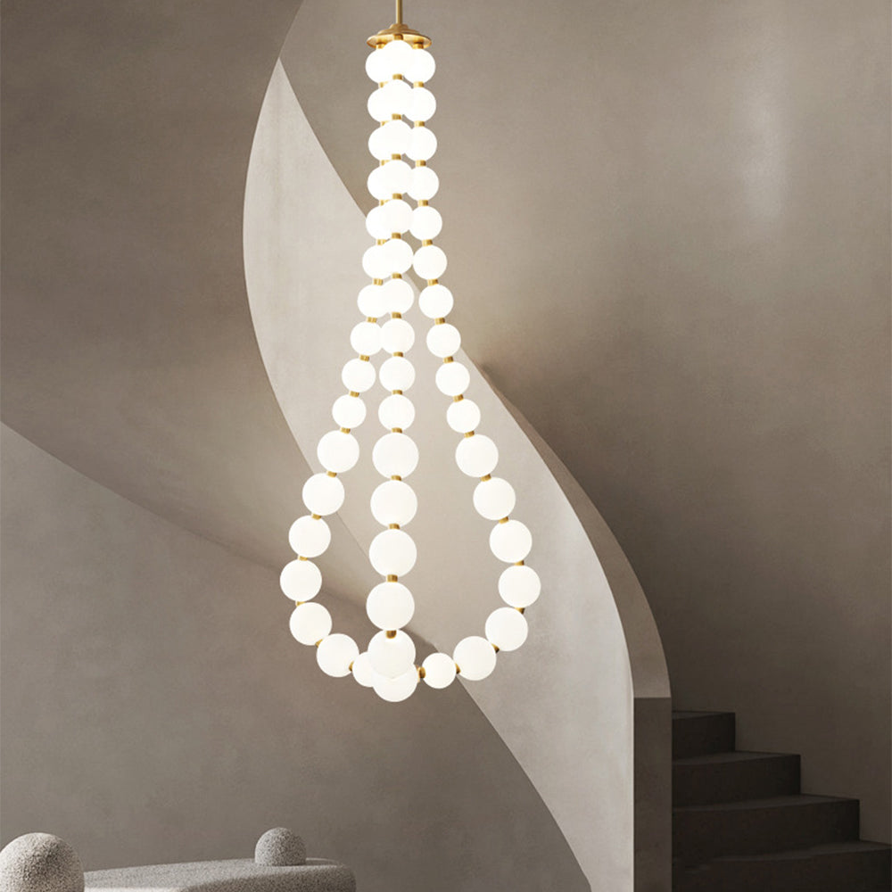 Art Deco White Bubble LED Chandelier For Staircase - Lumpaz