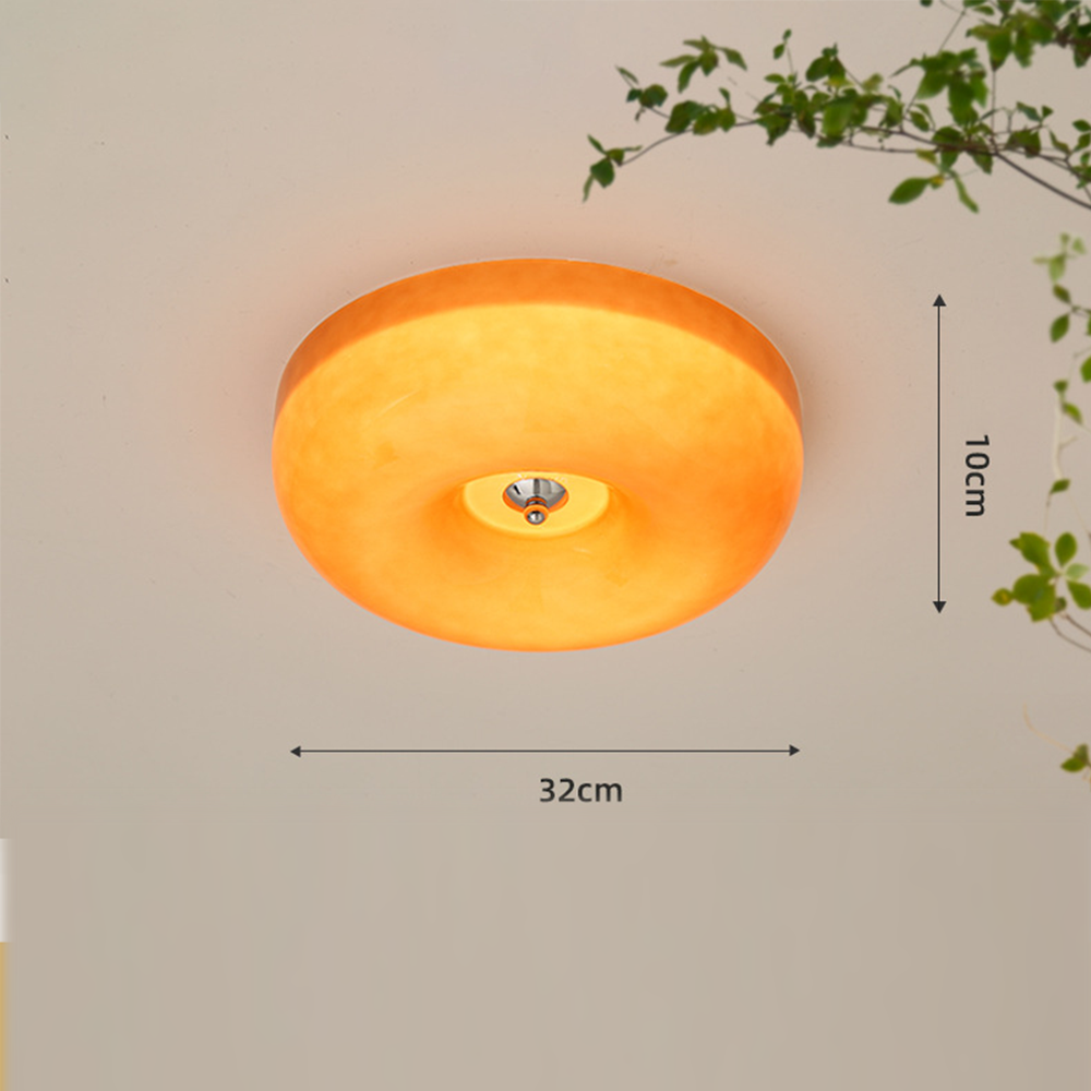 Cream Round Ceiling Lamp Simple Glass Ceiling Light For Bedroom - Lumpaz