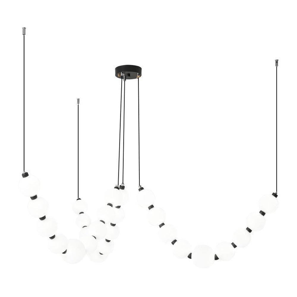 White Ball Bubble Brushed Copper Large Chandelier - Lumpaz