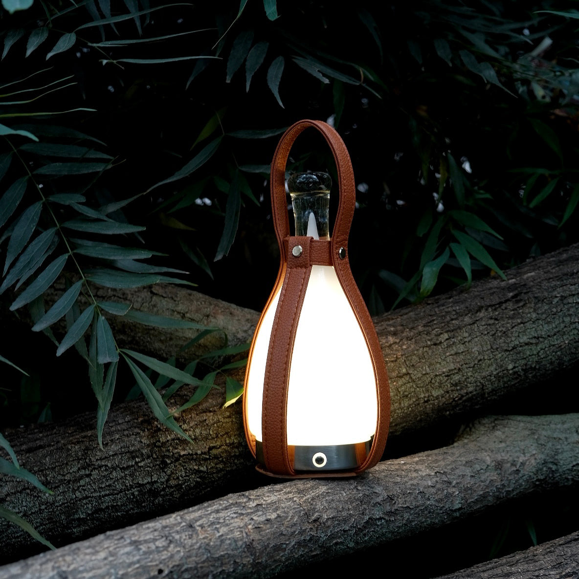 Bell Portable Leather Glass Table Lamp - Lumpaz