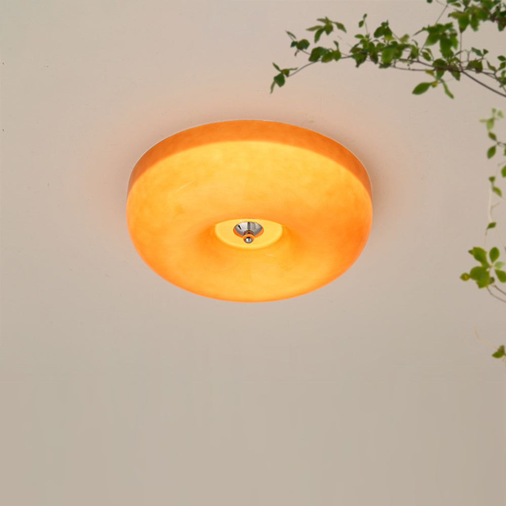 Cream Round Ceiling Lamp Simple Glass Ceiling Light For Bedroom - Lumpaz