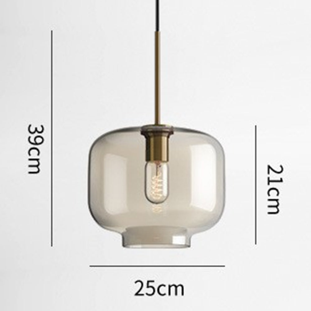 Industrial Amber Glass Pendant Light - Lumpaz