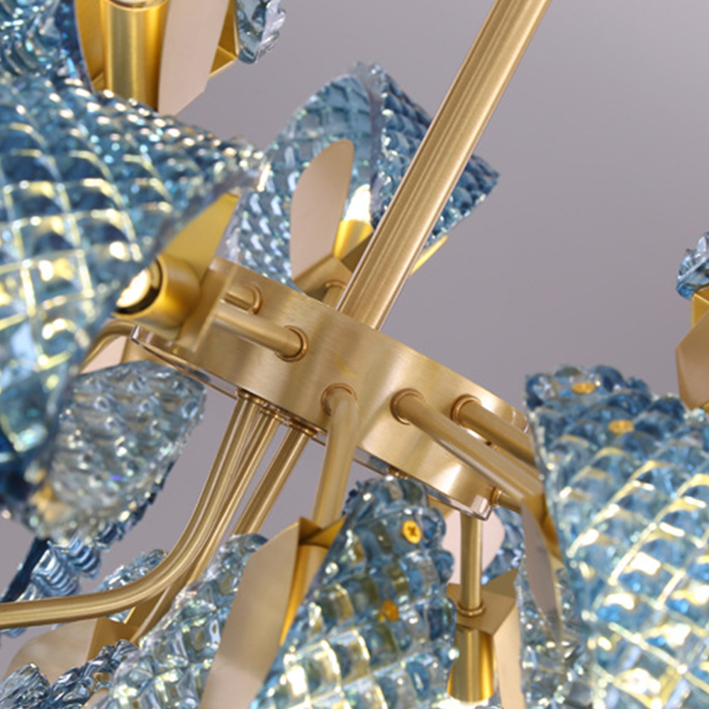 Luxury Style Gorgeous Blue Chandelier Modern Copper Glass Chandelier - Lumpaz
