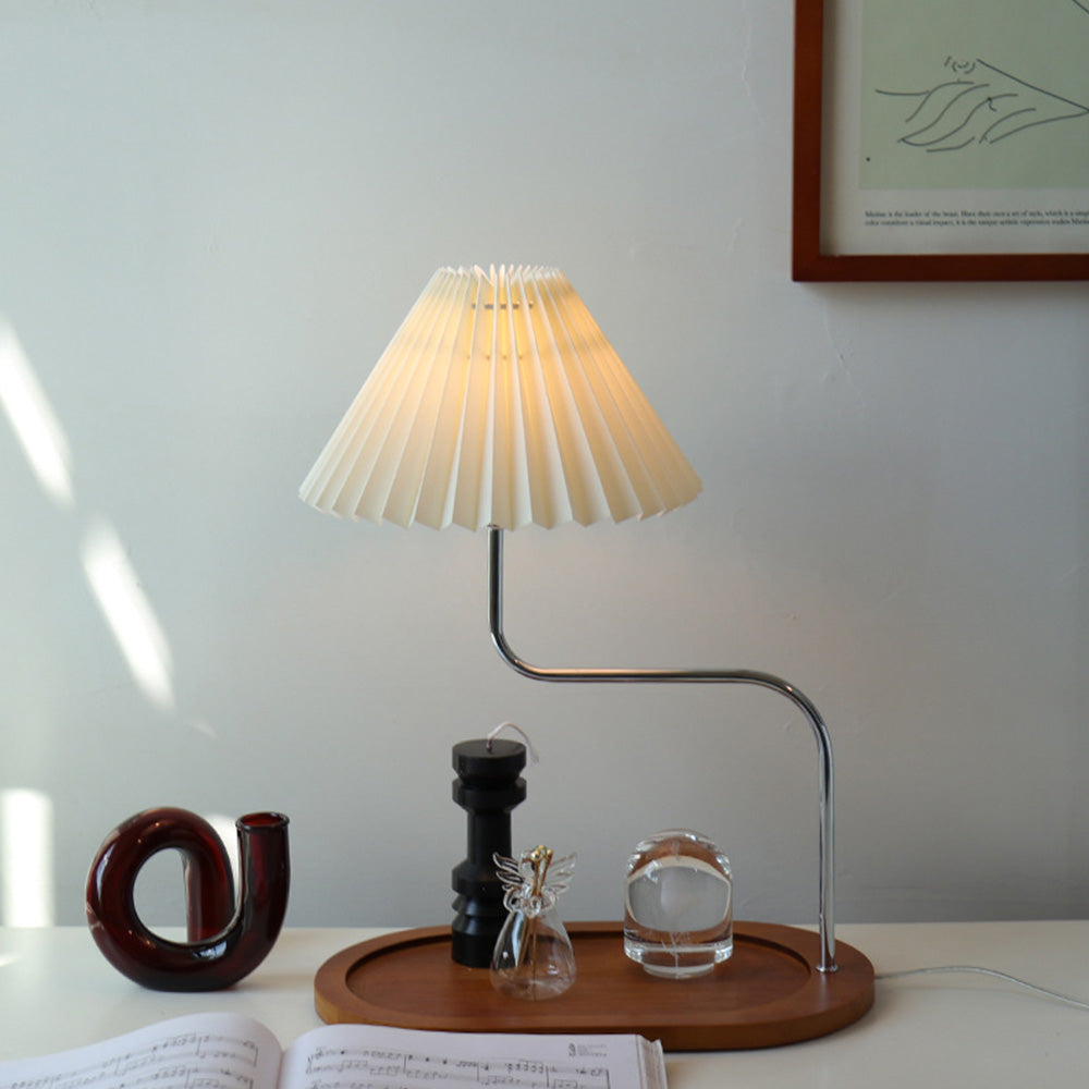 Solid Wood Retro Creative Pleated Table Lamp - Lumpaz