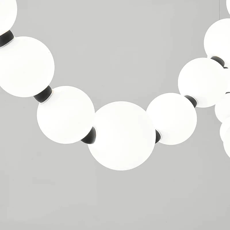 White Ball Bubble Brushed Copper Large Chandelier - Lumpaz