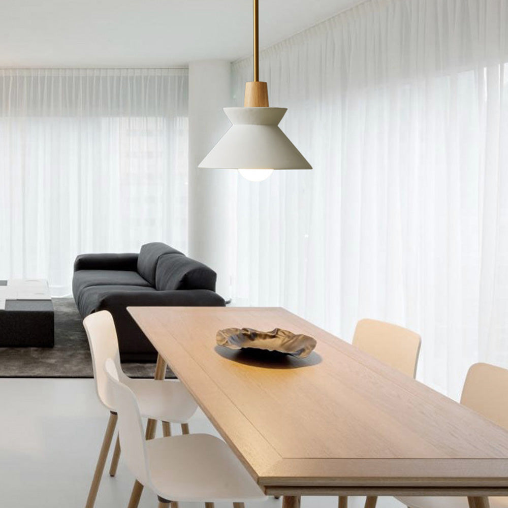 Modern White Concrete Cone Pendant Light - Lumpaz