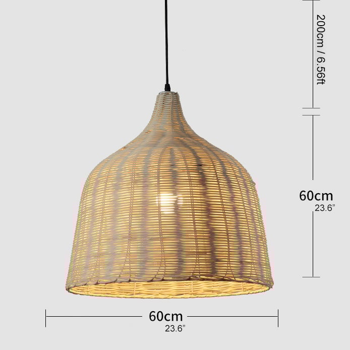 Bamboo Rattan Basket Pendant Light For Kitchen - Lumpaz