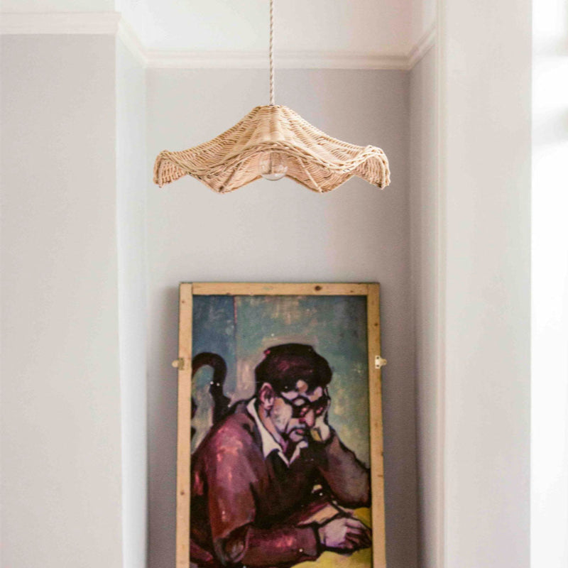 Boho Wicker Rattan Farmouse Pendant Light - Lumpaz