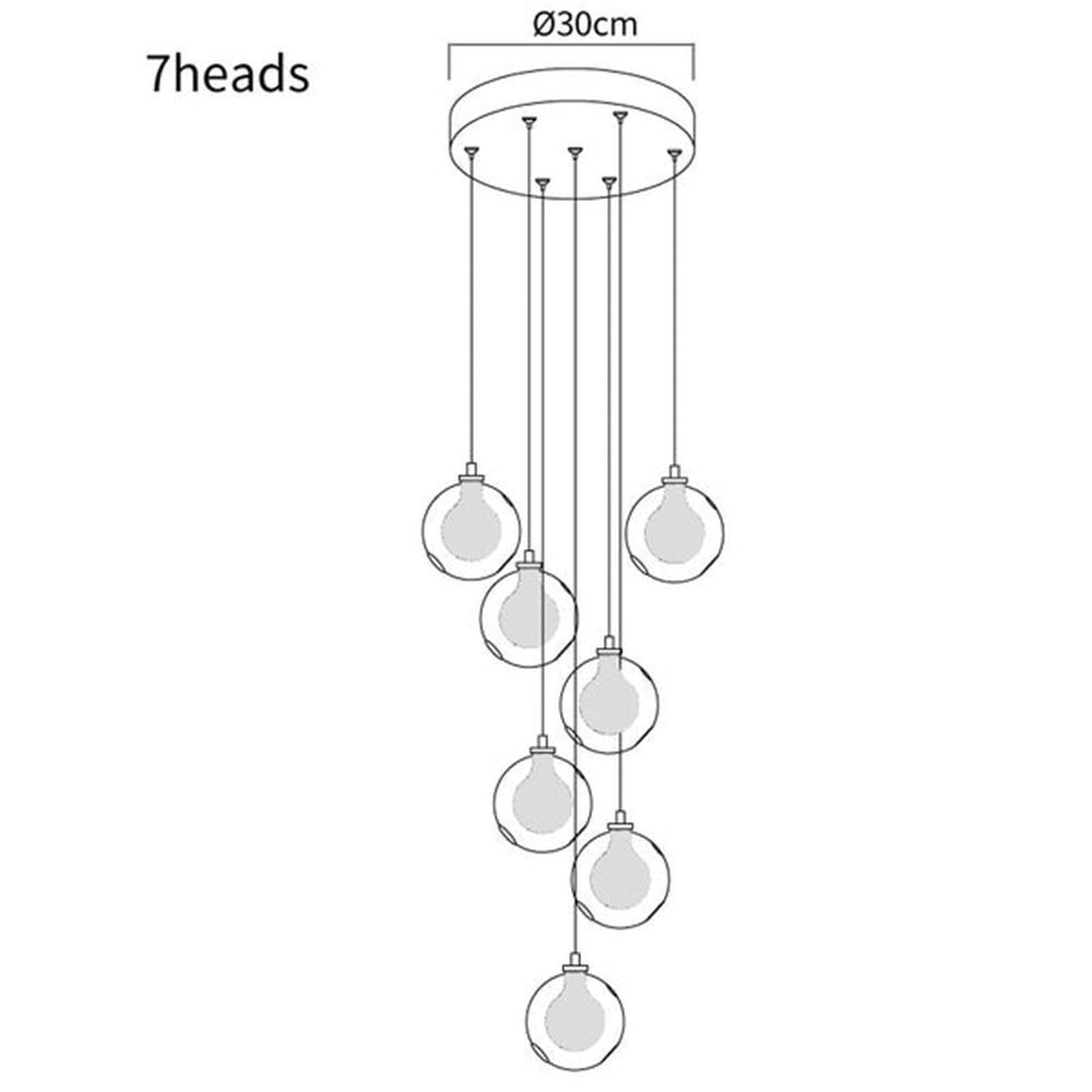 Multi-heads Glass Globe Cluster Stairway Light Pendant Light - Lumpaz