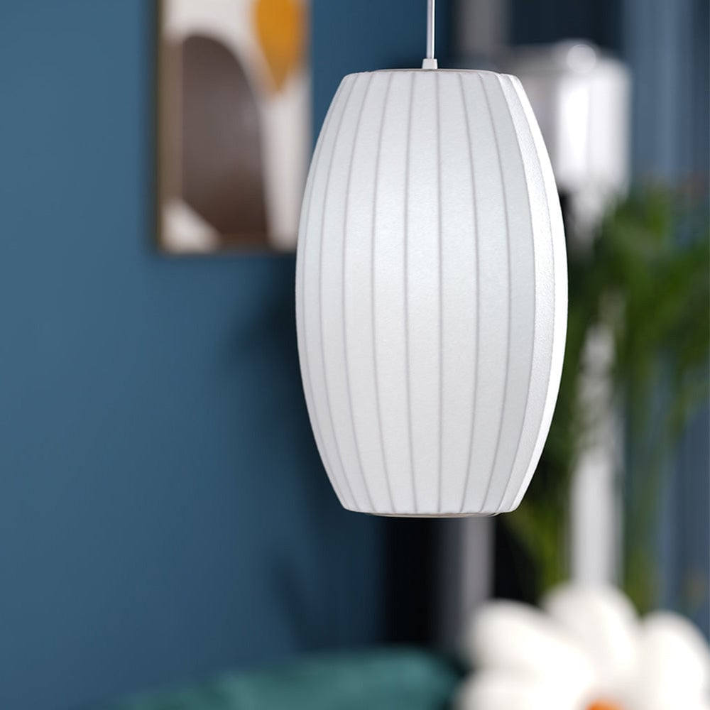 Nordic White Lantern Saucer Pendant Light For Living Room - Lumpaz