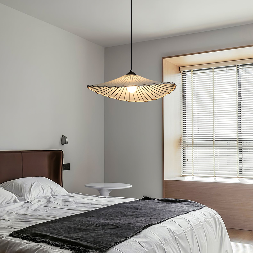 Wabi-Sabi Vintage Lotus Leaf Fabric Pendant Light - Lumpaz