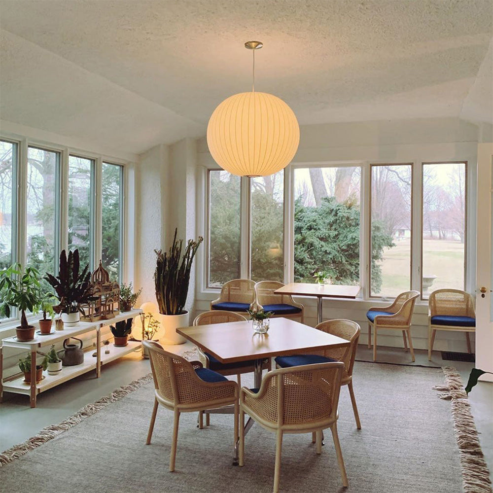 Nordic White Lantern Saucer Pendant Light For Living Room - Lumpaz