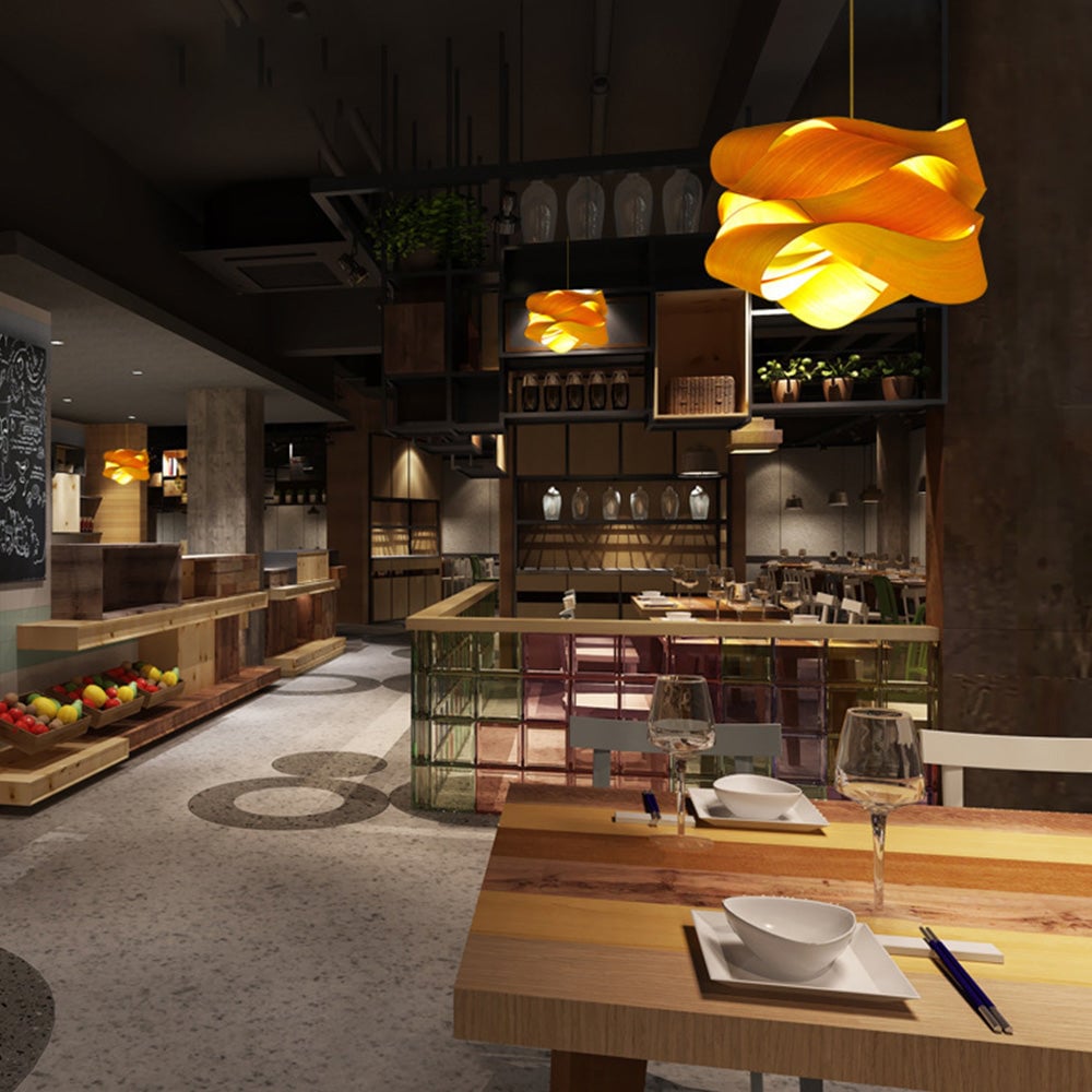 Modern Irregular Wood Pendant Light For Kitchen - Lumpaz
