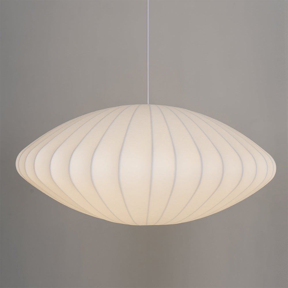 Nordic White Lantern Saucer Pendant Light For Living Room - Lumpaz