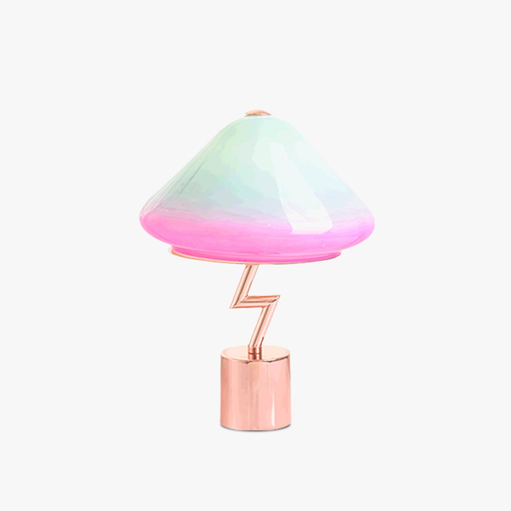 Morandi Modern Cute Mushroom Kinder Glas/Metall Tischlampe, Bunt - Lumpaz
