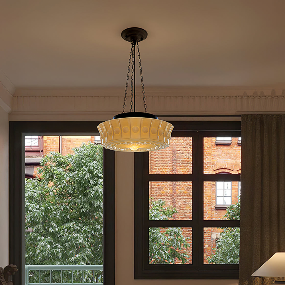 White Vintage Round Pendant Light - Lumpaz