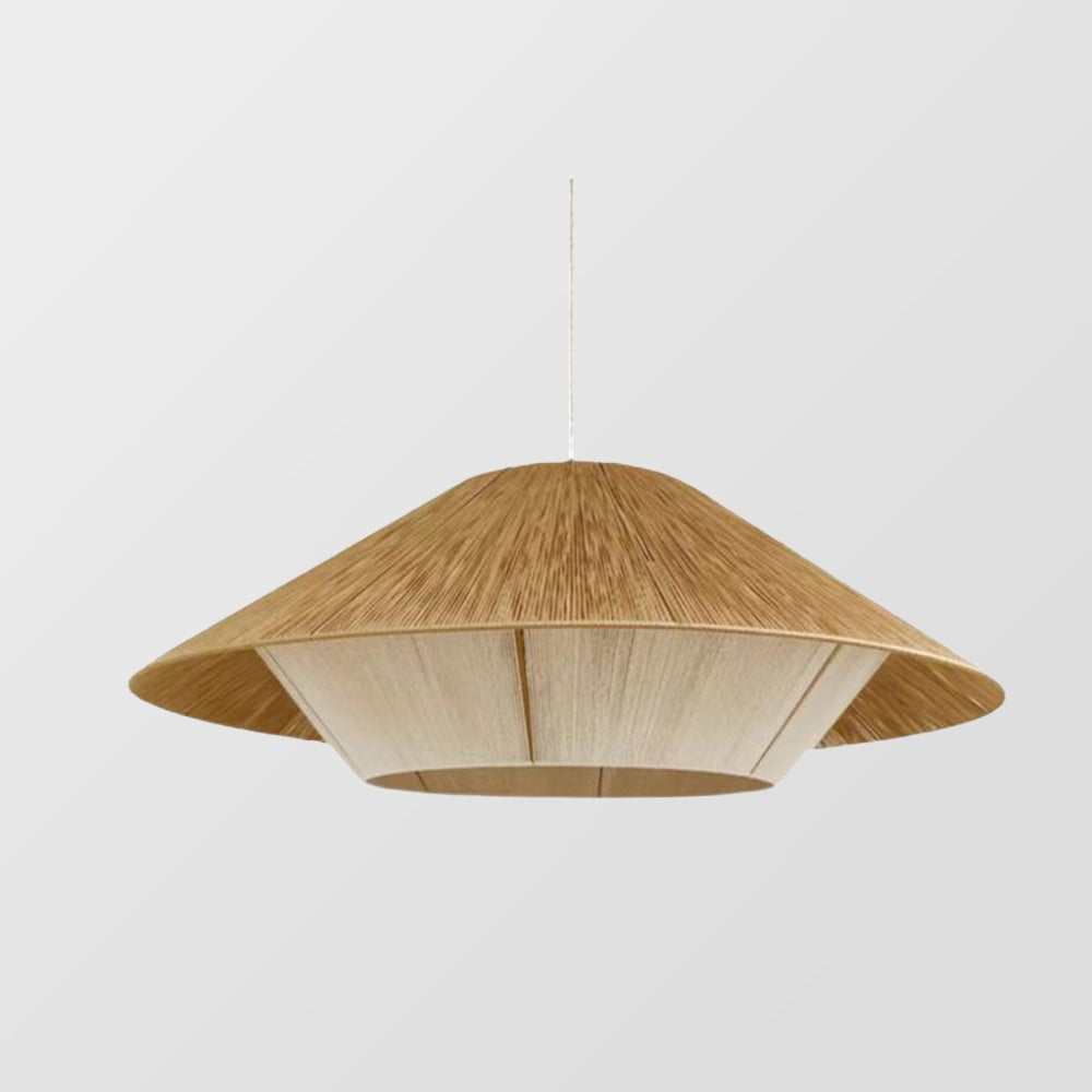 Retro Natural Fabric Hat Boho Pendant Light - Lumpaz
