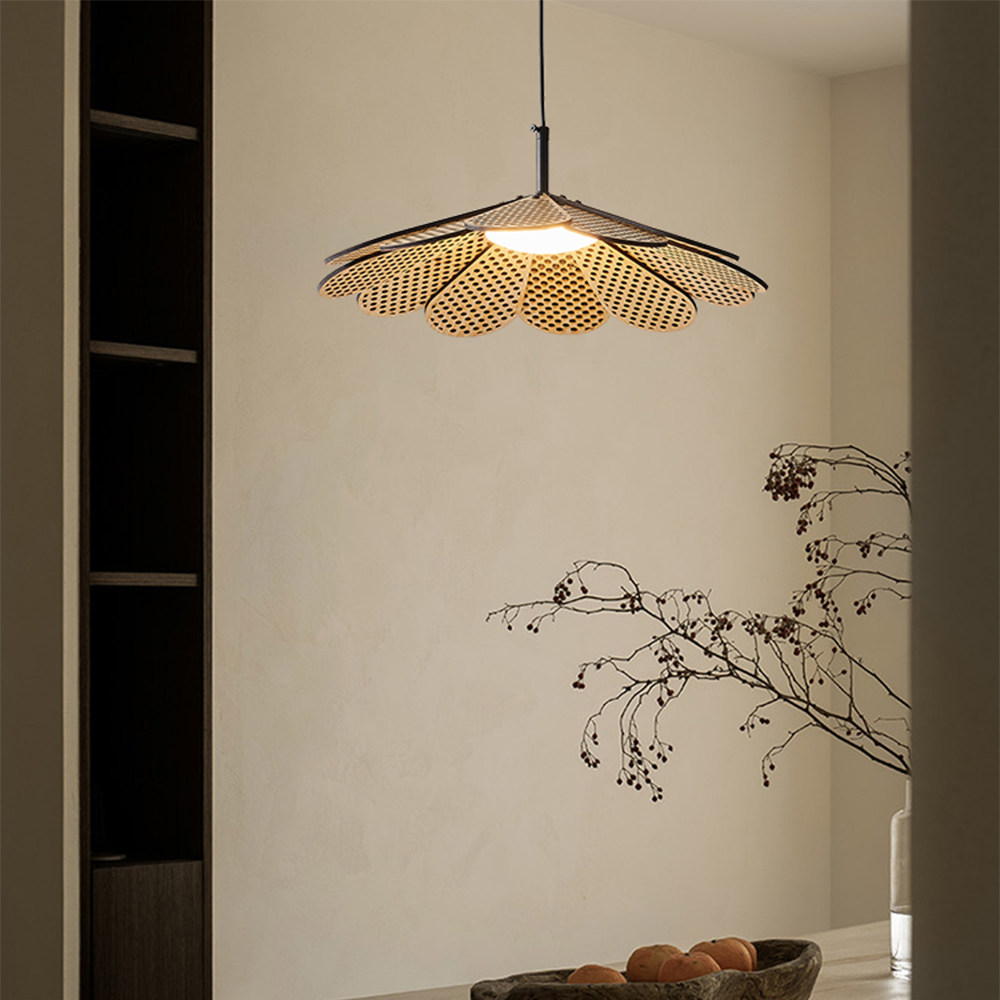 Hollyhock LED Rattan Leaves Pendant Light - Lumpaz