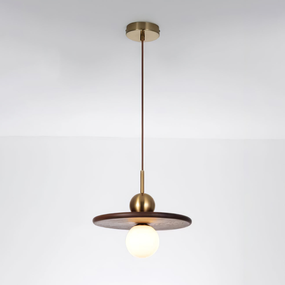 Flying Saucer Walnut Pendant Light - Lumpaz