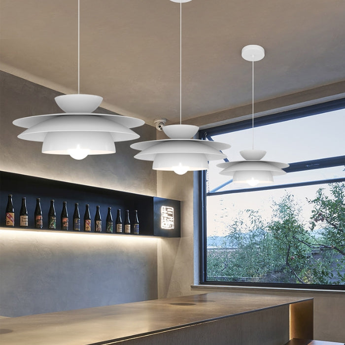 Modern Designer Style Round White Pendant Light - Lumpaz