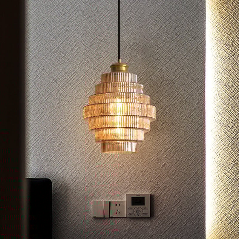 Bottle Shaped Brass Glass Pendant Light - Lumpaz