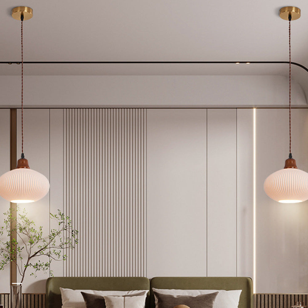 Vintage Nordic Ceramic White Pendant Light For Dining Room - Lumpaz