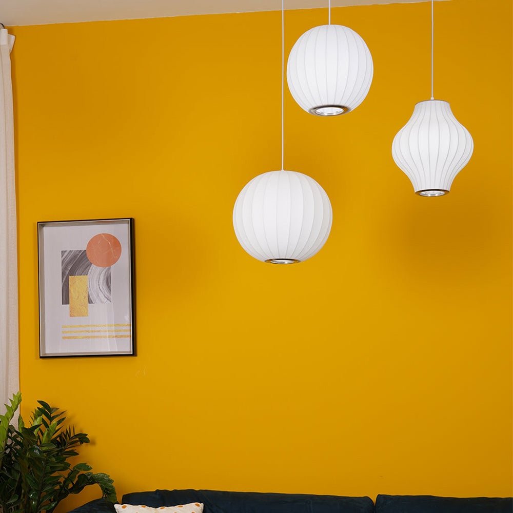 Nordic White Lantern Saucer Pendant Light For Living Room - Lumpaz