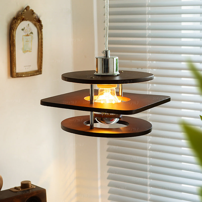 Retro Walnut Indoor Pendant Light For Dining Room - Lumpaz