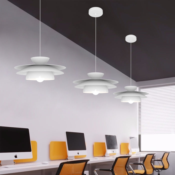 Modern Designer Style Round White Pendant Light - Lumpaz