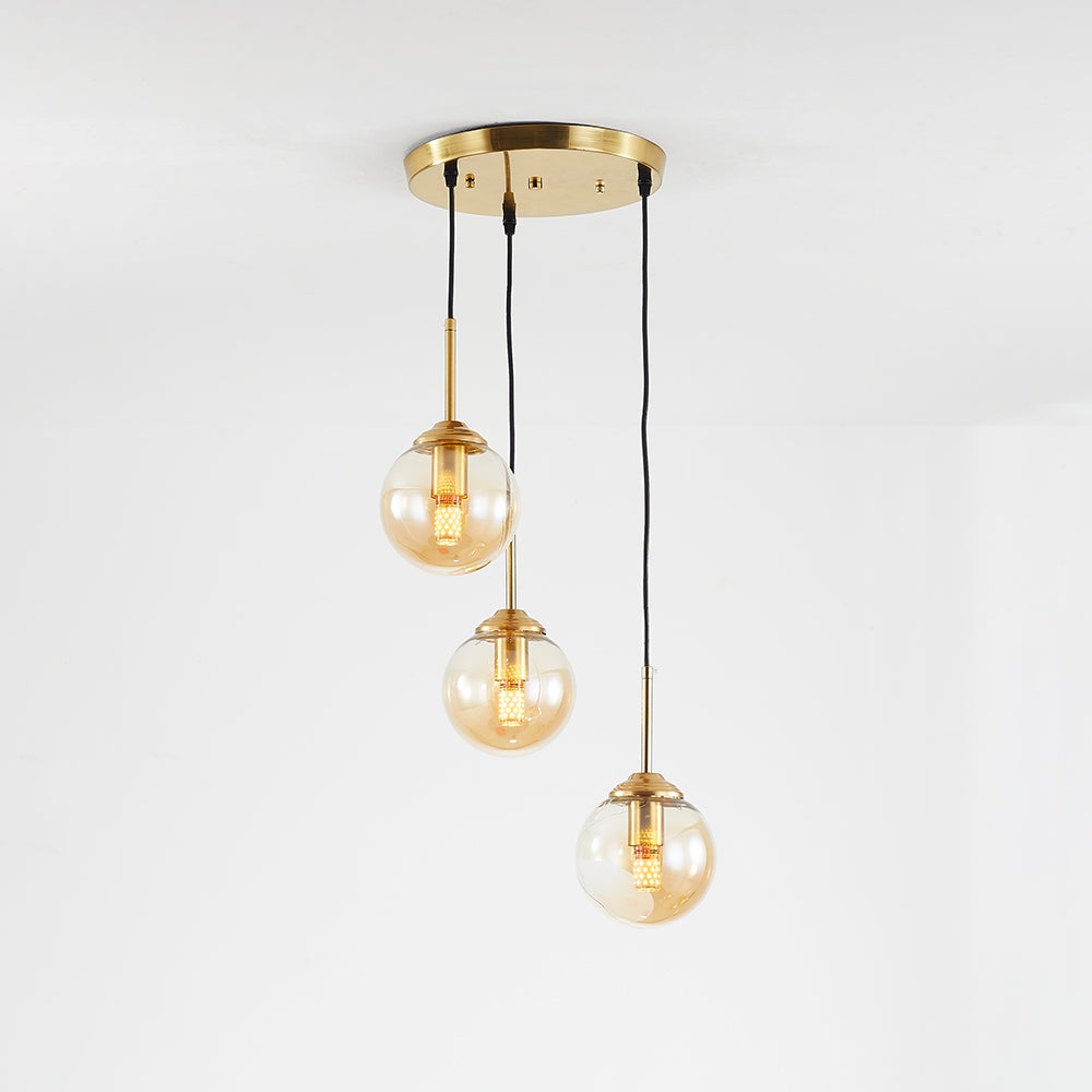 Valentina Modern LED Pendelleuchte Glaskugel, 3 Farben, Esstisch, Metall Glas - Lumpaz