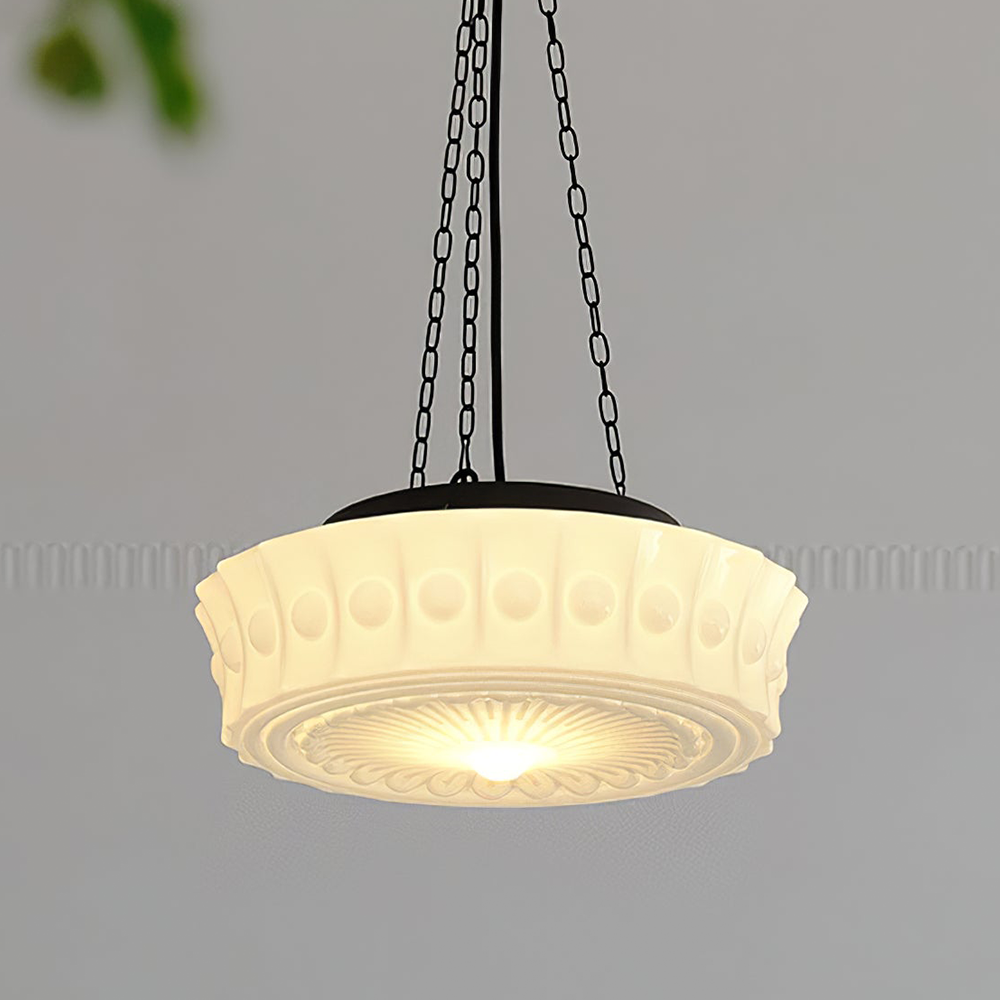 White Vintage Round Pendant Light - Lumpaz