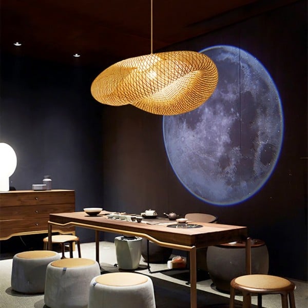 Modern Bamboo Kitchen Island Pendant Light - Lumpaz